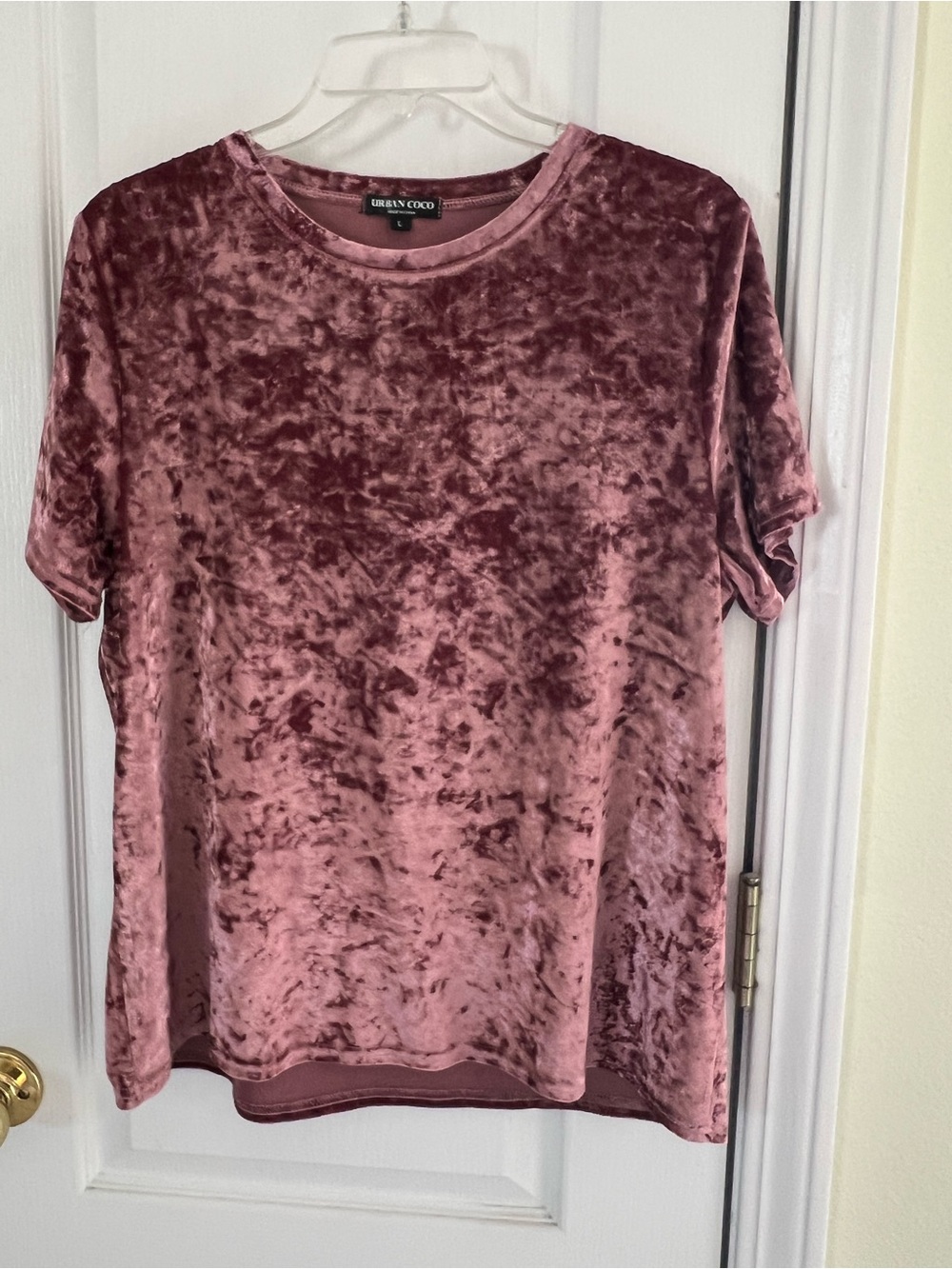 Urban Coco Mauve Crushed Velvet Short Sleeve Tee